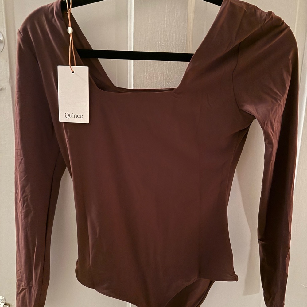 New! Quince Chocolate Brown Bodysuit